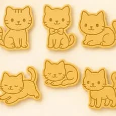kit 6 cortador com marcador tema gatinhos para biscoitos, pasta americana e modelagem infantil