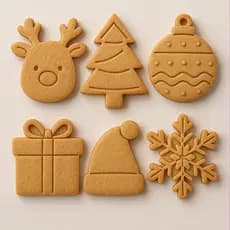kit 6 cortador com marcador tema natal para biscoitos, pasta americana e modelagem infantil