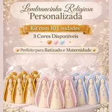 Kit com 10 mini Nossa Senhora | santinha com Nome do Bebê | Lembrancinha para Batizado, Maternidade casamento, chá Bebê