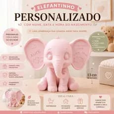 Elefante decoração de nascimento de bebe personalizado com nome, data, peso e tamanho do bebe | presente maternidade