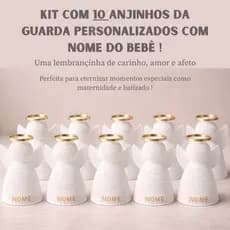 Kit com 10 Anjinho da guarda | lembrancinha de saída maternidade, batizado| lembrança personalizada com nome