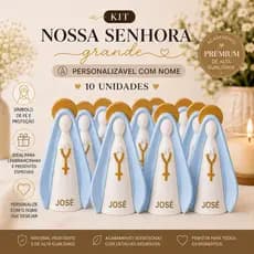Kit 10 lembrancinhas imagem de Nossa Senhora Aparecida grande, com nome personalizado | batizado, maternidade, casamento