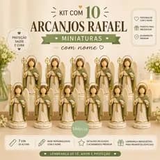 Kit 10 miniaturas arcanjo rafael, anjo lembrancinha de batizado, casamento, maternidade, santo anjo, presente