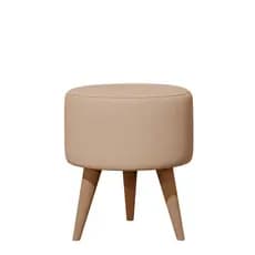 Puff Redondo Estofado 30x30 Banqueta Para Apoio Dos Pés Decorativa - Suede Areia
