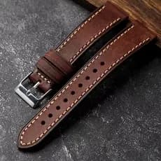 Pulseira de couro para Relógio com pino 22mm Marrom Elegante