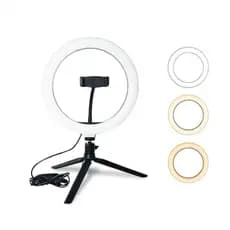 Ring Light de Mesa 6 Polegadas Com Tripé e Suporte de Celular/Iluminador 16cm Com USB