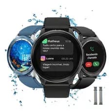 Smartwatch Peje masculino prova da agua/Bluetooth/Notificação/Tela Amoled/Pulseira Extra