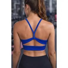 Top Duplo Feminino Alça Cruzada Costa Bojo Removivel Sutiã Cropped Esportivo Academia