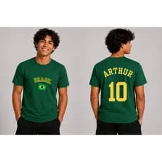 CAMISA BRASIL COPA 2026 ALGODÃO INFANTIL JUVENIL COM NOME NAS COSTAS PERSONALIZADA PARA COPA DO MUNDO 2026 BRAZIL UNISEX
