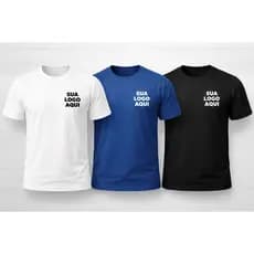 KIT 3 UNIFORMES PERSONALIZADOS LOGO PEITO E COSTAS, CAMISA PERSONALZIADA, UNISSEX, ALGODÃO 30.1, KIT COM 3
