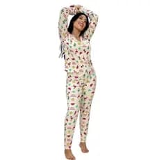 Pijama Estampado Feminino Longo Inverno Manga Comprida Calça Blusa Adulto Frio Dormir Suede Conjunto 222