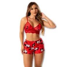 Short Dol Feminino Curto Pijama de Dormir Sem Bojo com Alça Estampado Personagem 603