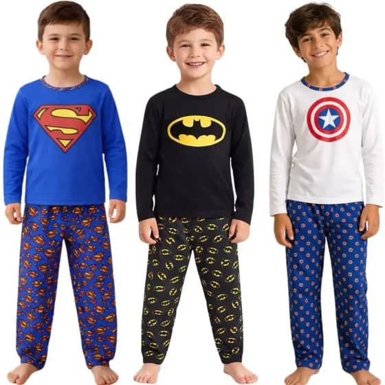 Pijama Infantil Personagem  Masculino Suede Mangas Longa Temático Menino Inverno Frio