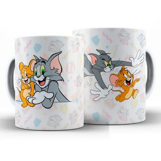 Caneca Tom e Jerry + Caixa - Xícara Divertida 325ML Cerâmica