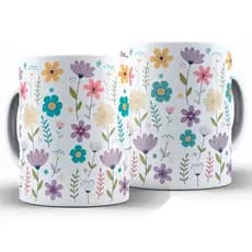 Caneca Flores Divertida + Caixa - Xícara 325ML Cerâmica