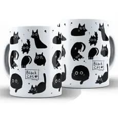 Caneca Gato Preto Divertida + Caixa - Xícara 325ML Cerâmica