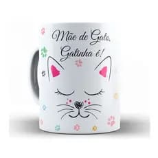 Caneca Mãe De Gato Gatinha É + Caixa - Xícara Divertida 325ML Cerâmica