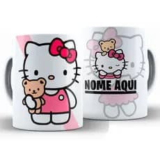 Caneca Hello Kitty C/ Nome Divertida + Caixa - Xícara 325ML Cerâmica