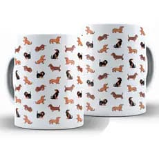 Caneca Dachshund Salsicha Divertida + Caixa - Xícara 325ML Cerâmica