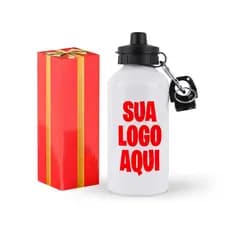 Garrafa Personalizada Alumínio Com Seu Logo Squeeze de Água 500ml + Caixa Presente