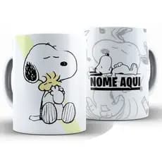 Caneca Snoopy C/ Nome Divertida + Caixa - Xícara 325ML Cerâmica