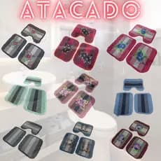5 Kit Tapete Banheiro Estampado 3 Peças Toalha Florida Lisa Atacado Revenda Fábrica Promoção Barato