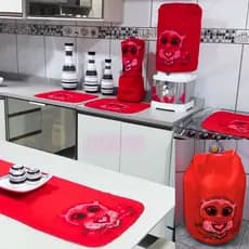 Jogo De Cozinha Kit 7 Peças Decoração Casa Panos Copa Capa Eletrodoméstico Oxford Promoção