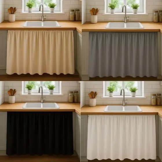 Cortina de Pia Elegante para Cozinha Oxford 140x80 Decoração Balcão Alta Qualidade Barato Promoção