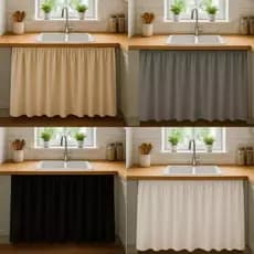 Cortina de Pia Elegante para Cozinha Oxford 140x80 Decoração Balcão Alta Qualidade Barato Promoção