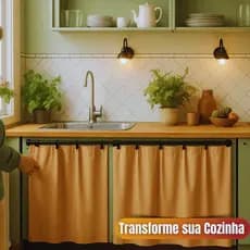 KIT Cortina De Pia Cozinha Balcão Armário Moderna Elegante 140x80 Oferta Promoção