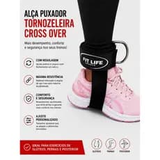 Par de Alça Puxador tornozeleira  do Cross Over Glúteo Com Regulagem Profissional Academia Fit Life