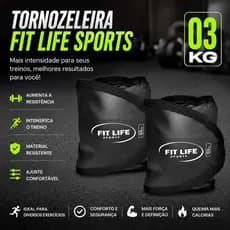 Par Caneleira Tornozeleira de Peso 3kg Fit Life