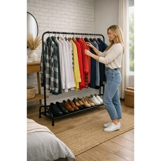 Arara De Roupas Organizador Desmontável Aço Sapateira Cabideiro Multifuncional Quarto
