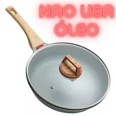 Frigideira Antiaderente Com Tampa de Alumínio Com Revestimento Cerâmico Premium Frigideira Funda Com Cabo de Madeira