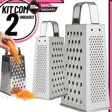 Kit 2 Raladores Inox 4 Faces Multiuso – Para Queijo, Legumes e Frutas | Resistente e Afiado
