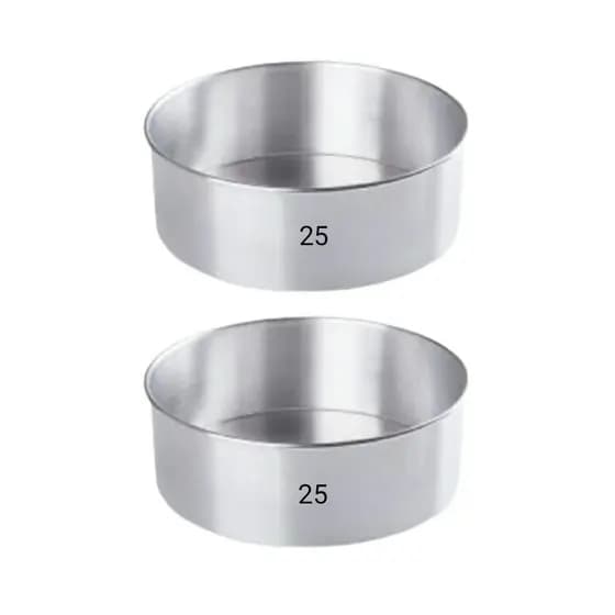 Kit 2 (DUAS)  Assadeira Redonda ALTA 25x10 Forma Bolo Alumínio Fundo Fixo