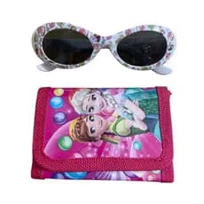 Kit Cartela Oculos + Carteira Infantil Personagem Frozen Minnie Faz de Conta