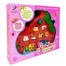 Piano Teclado Musical Infantil Sons Luz Eletrônico Morango Brinquedo Educativo para Bebê Criança