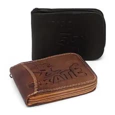 Kit 2 Carteiras Masculinas Com Ziper De Couro Cores Aleatórias