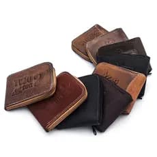 Kit com 10 carteiras masculina couro legítimo ziper
