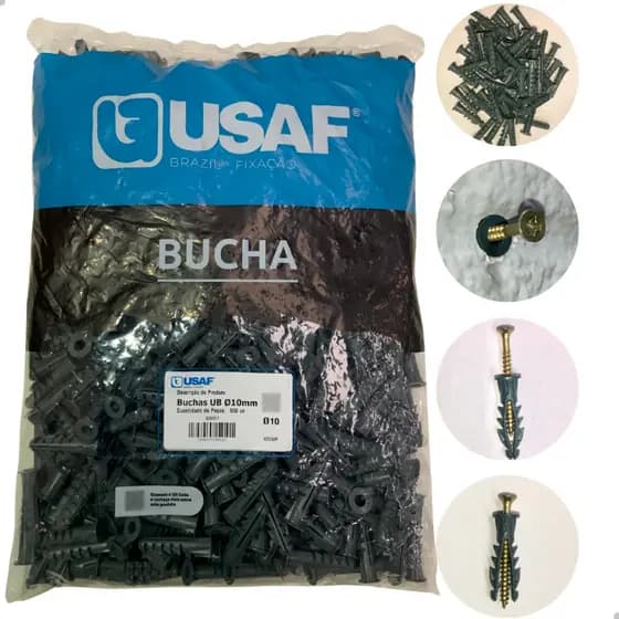 Pacote 500 Buchas 10mm p/ Concreto COM Aba