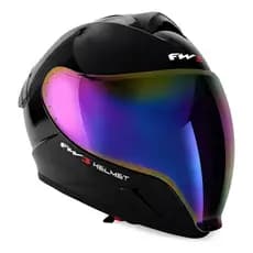 Capacete De Moto Fw3 Venon Preto Brilhante C Óculos Interno
