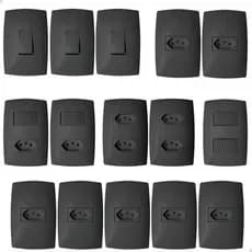 Monte seu kit Tomada 10A e 20A e Interruptores Simples e Paralelo Placas B.Lux 4x2 Preto Grafite