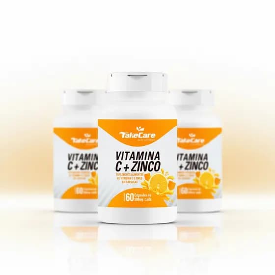 Vitamina C + Zinco Quelato Take Care 60 Cápsulas 500mg Imunidade