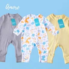 Kit 3 Macacão para Bebê Unissex Amore Amiguinhos da Selva 100% Algodão