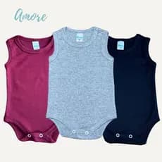 Roupa de Bebê Body Regata Amore Calor 100% Algodão