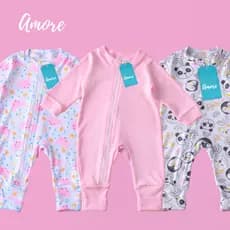 Kit 3 Macacão Amore Enxoval Bebê Amiguinhas Da Selva Menina 100% Algodão