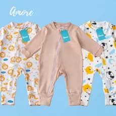 Kit 3 Macacão Bebê Amore Leãozinho Vira Pe 100% Algodão