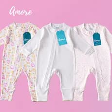 Kit 3 Macacões Bebê Safarizinhas Amore Vira Pe com Ziper 100% Algodão