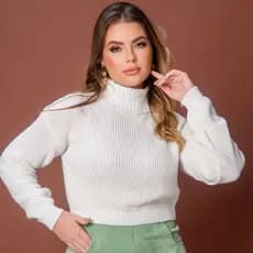 Blusa Cropped gola alta feminina dia a dia moda trico tricot ótima qualidade